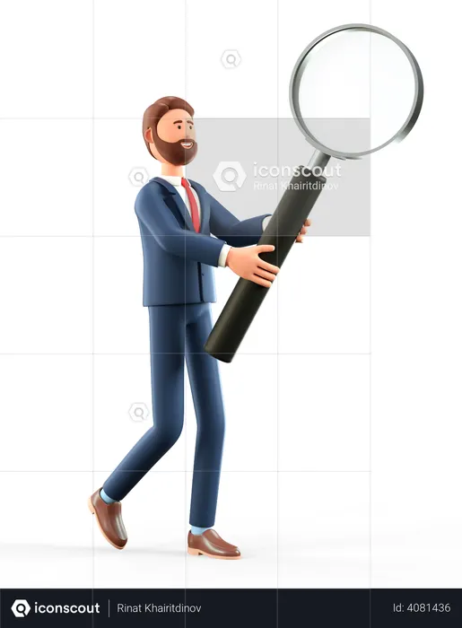 Businessman holding magnifying glass  3D Illustration