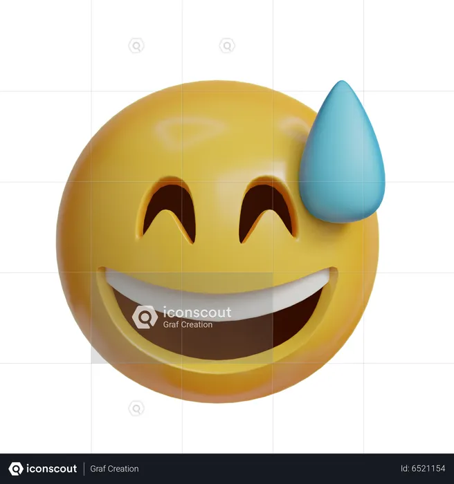 Expresión de sonrisa de sudor Emoji 3D Icon