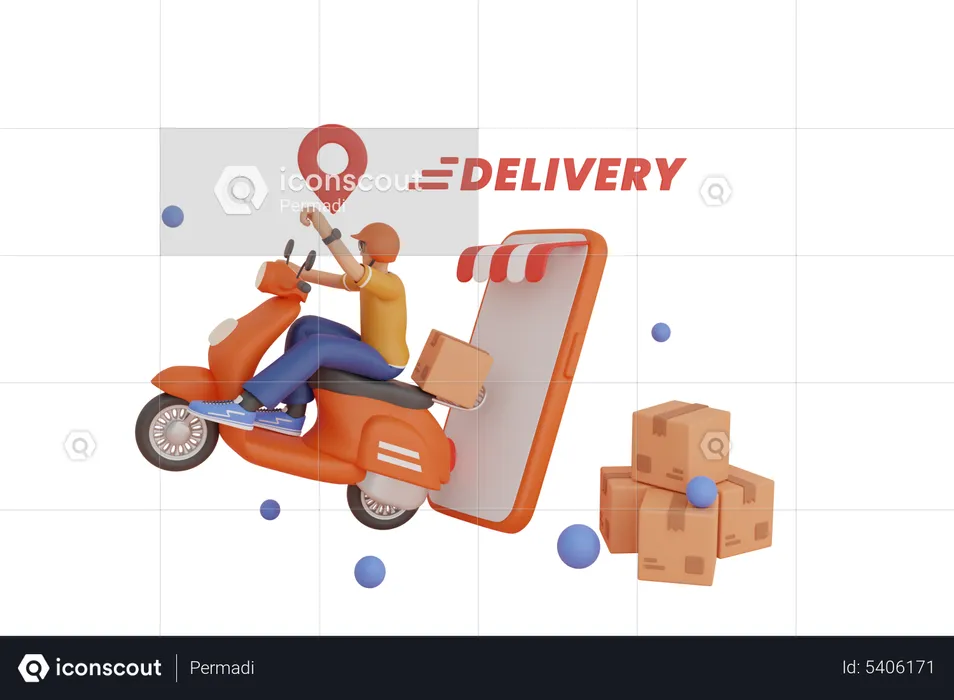 Express courier delivery on bike  3D Illustration