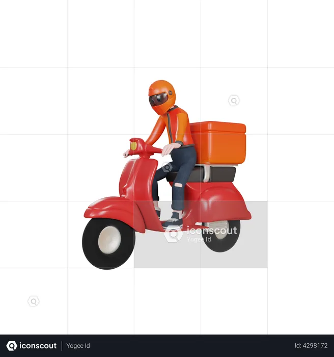Express Delivery by scooter  3D Illustration