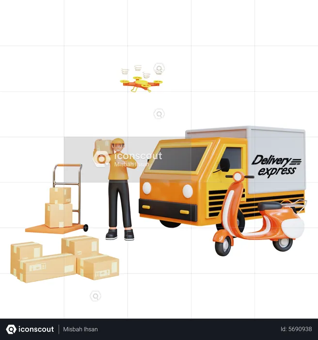 Express Delivery Service  3D Illustration