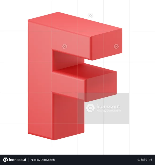 F Alphabet  3D Icon