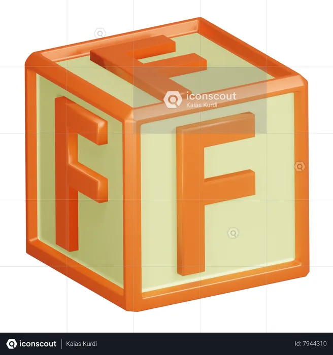 F Alphabet Letter  3D Icon