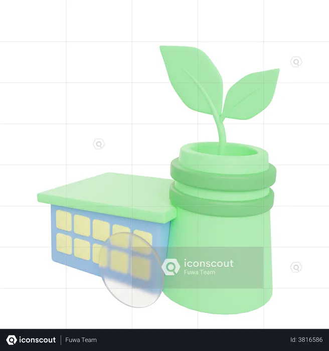 Fábrica de ecologia  3D Icon