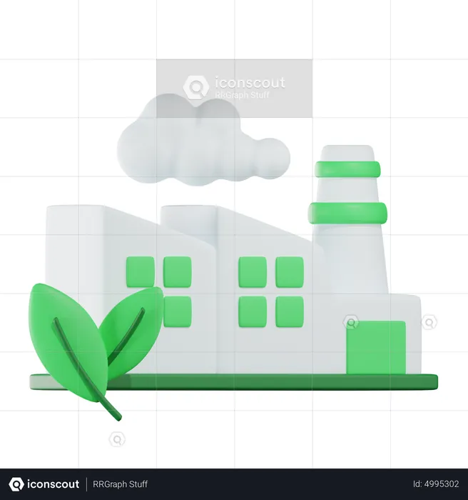 Fábrica de ecología verde  3D Icon