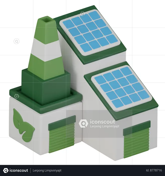 Fábrica ecológica  3D Icon
