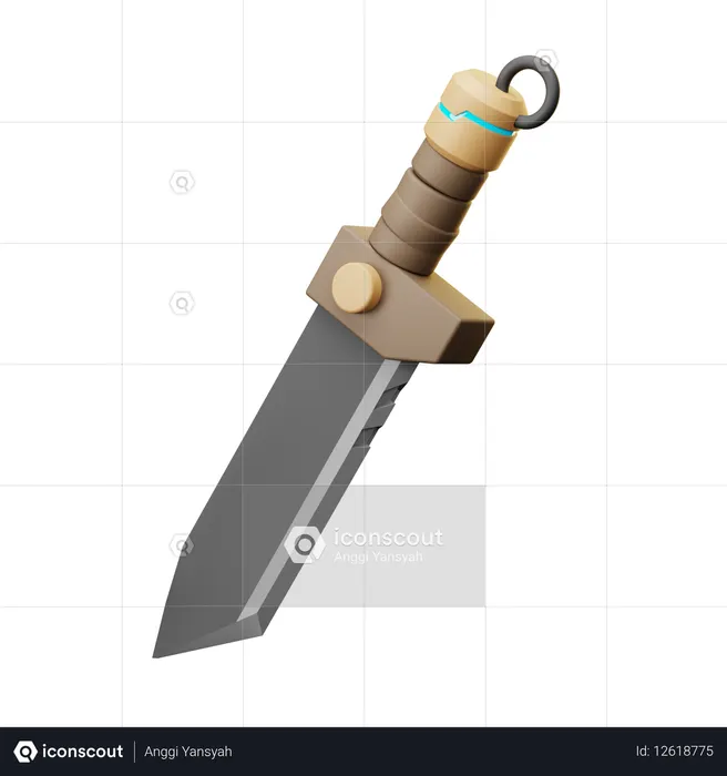 Facão de sobrevivência com bainha  3D Icon