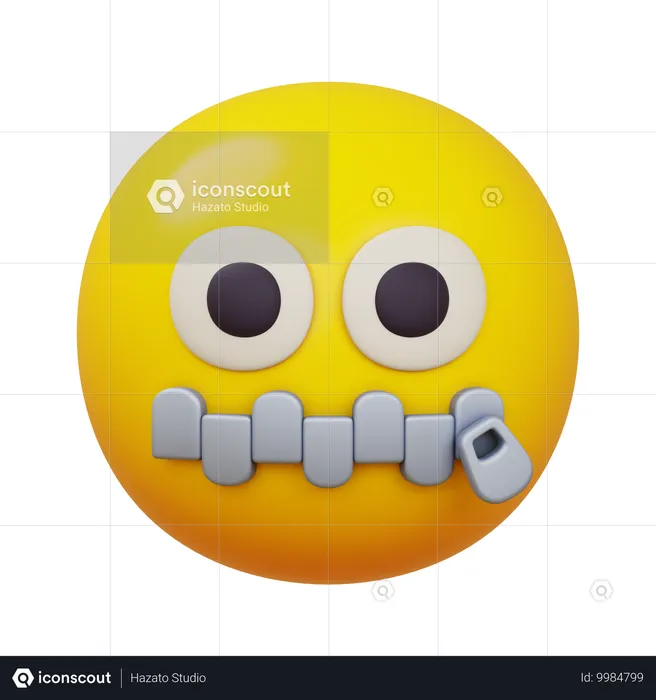 얼굴과 지퍼가 달린 입 Emoji 3D Icon