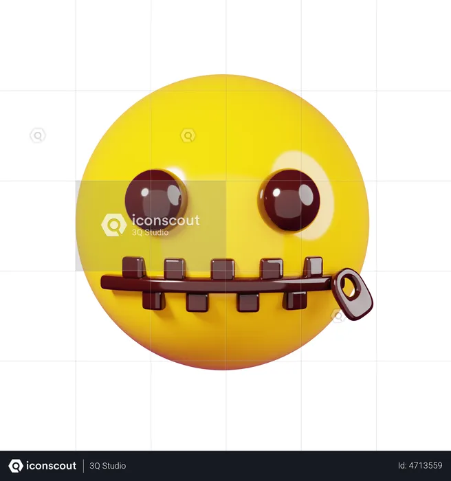 Face And Zipped Mouth Emoji Emoji 3D Illustration