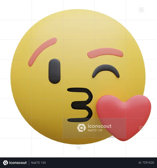 Face Blowing A Kiss Emoji 3D Icon