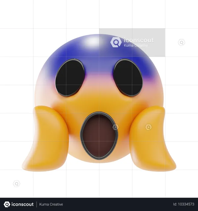 두려움에 비명을 지르는 얼굴 Emoji 3D Icon