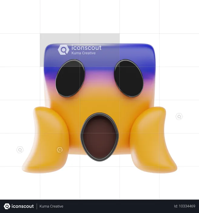 恐怖で叫んでいる顔 Emoji 3D Icon