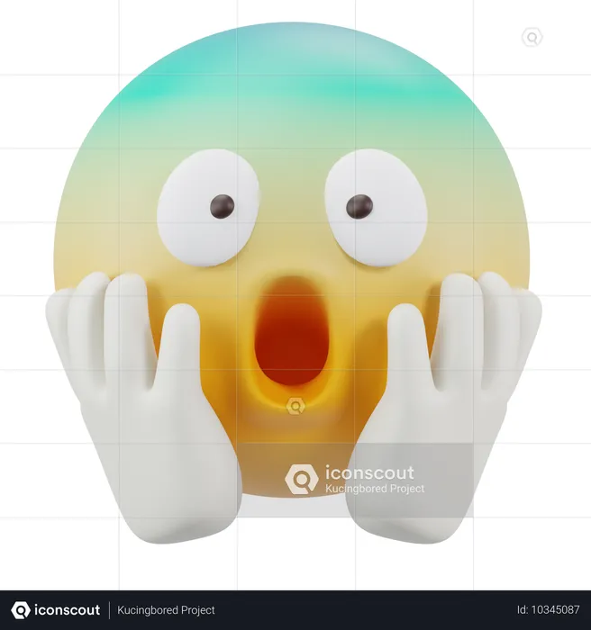 恐怖で叫んでいる顔 Emoji 3D Icon