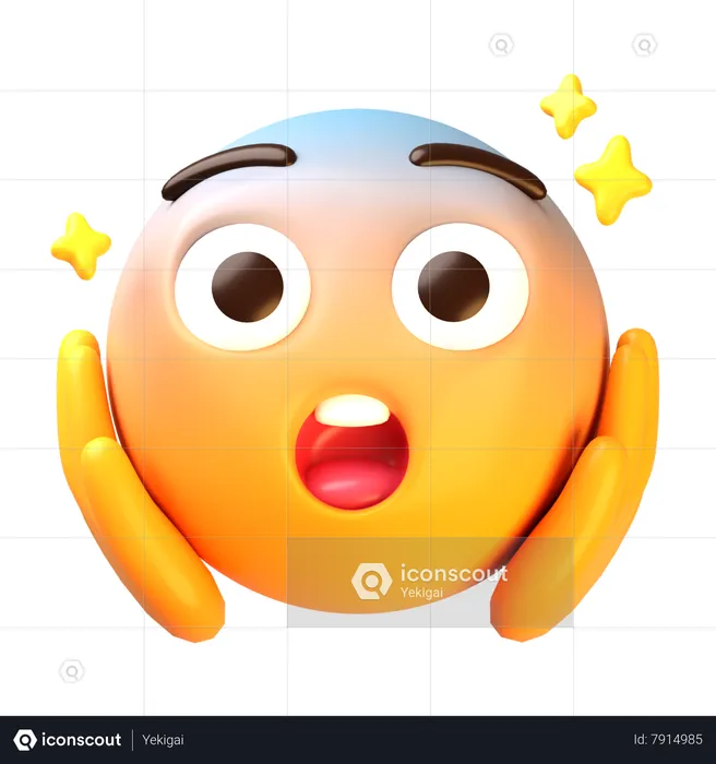 Face screaming in fear Emoji 3D Icon