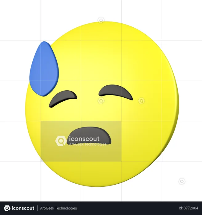 Face With Cold Sweat Emoji 3D Icon