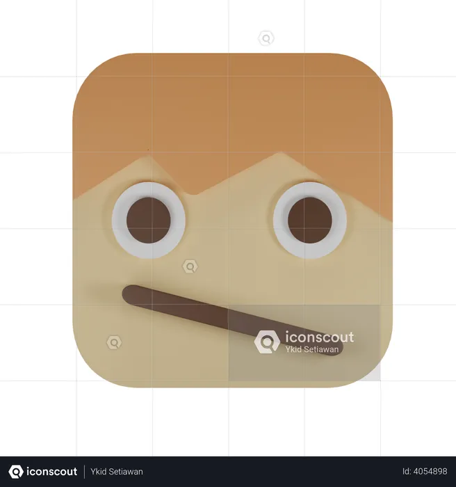 Face with diagonal mouth Emoji 3D Emoji