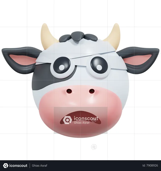 Face With Headbandage Cow Emoji 3D Icon