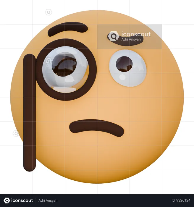 Face with monocle Emoji 3D Icon