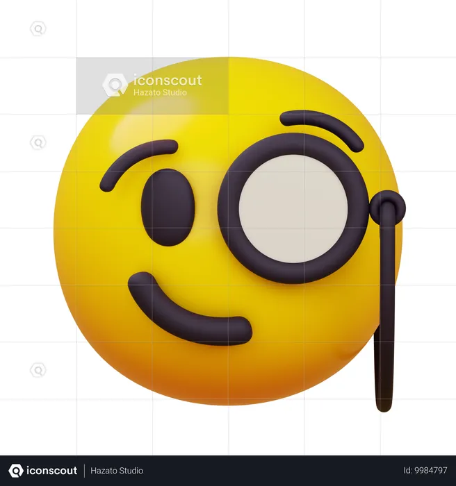 단안경을 쓴 얼굴 Emoji 3D Icon