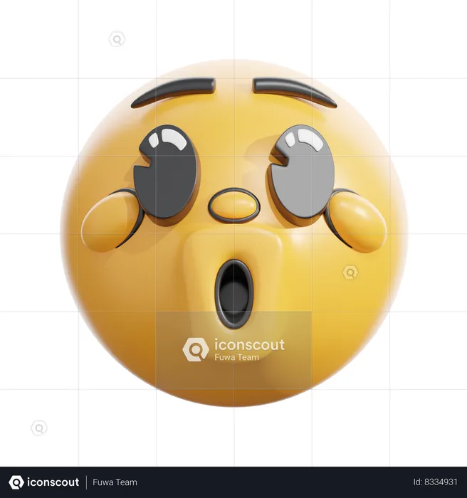 Face with open mouth Emoji 3D Icon