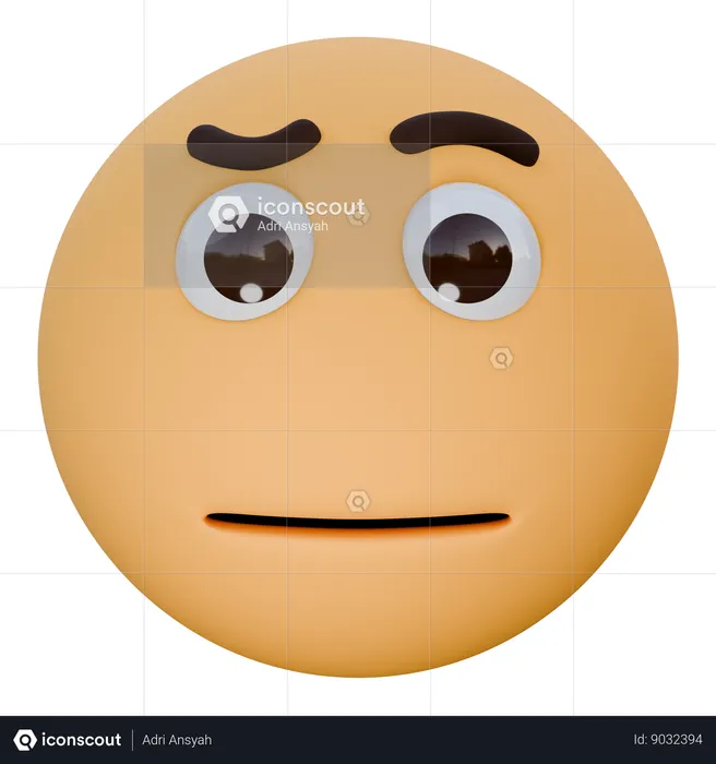 Face With Raised Eyebrow Emoji 3D Icon