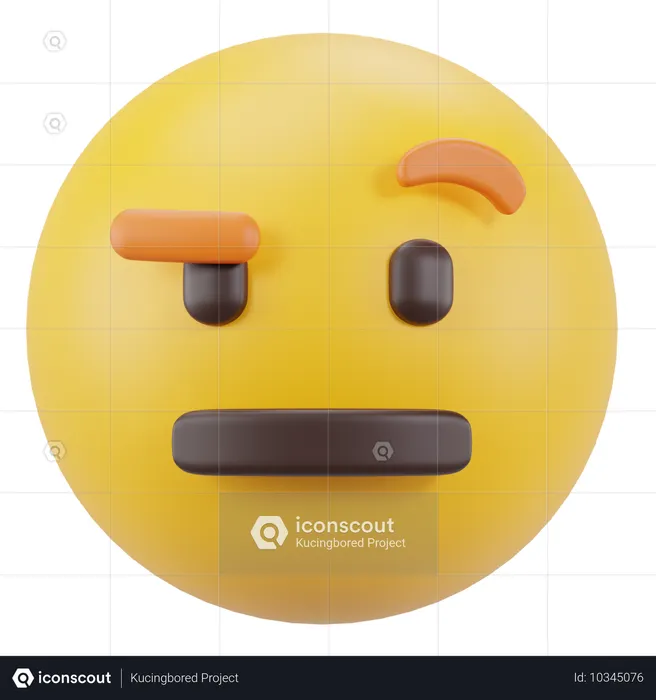 Face with Raised Eyebrow Emoji 3D Icon