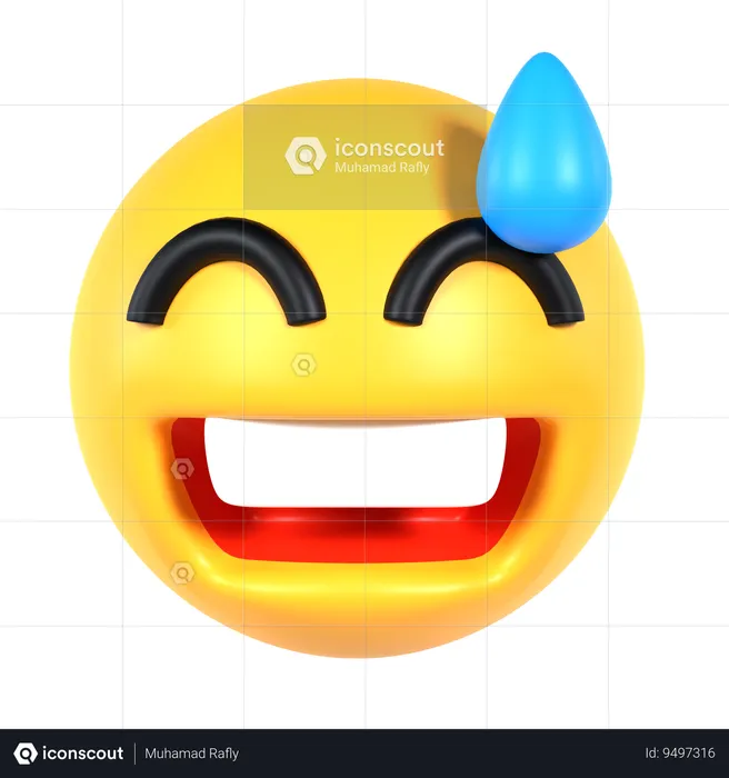 Face With Sweat Emoji 3D Icon