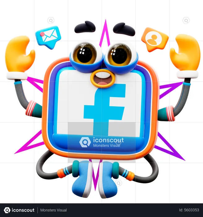 Facebook Sticker Logo 3D Illustration