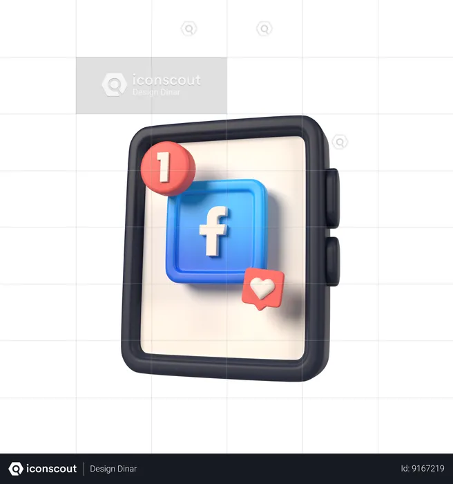 Facebook With Hanphone Logo 3D Icon