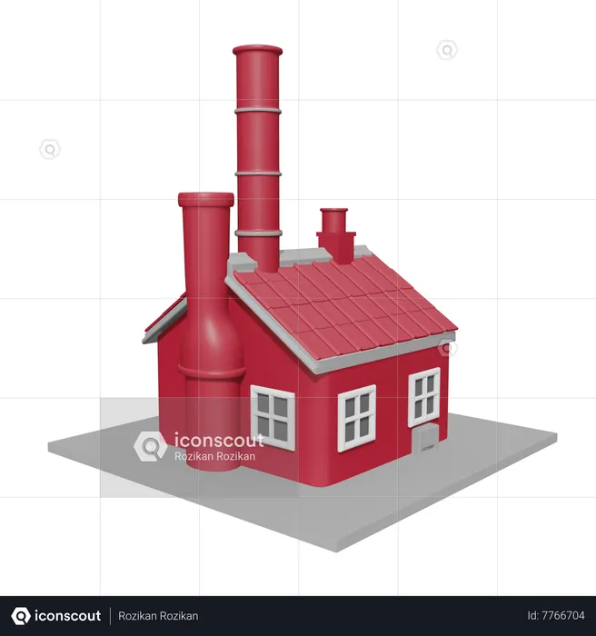 Factory Building  3D Icon