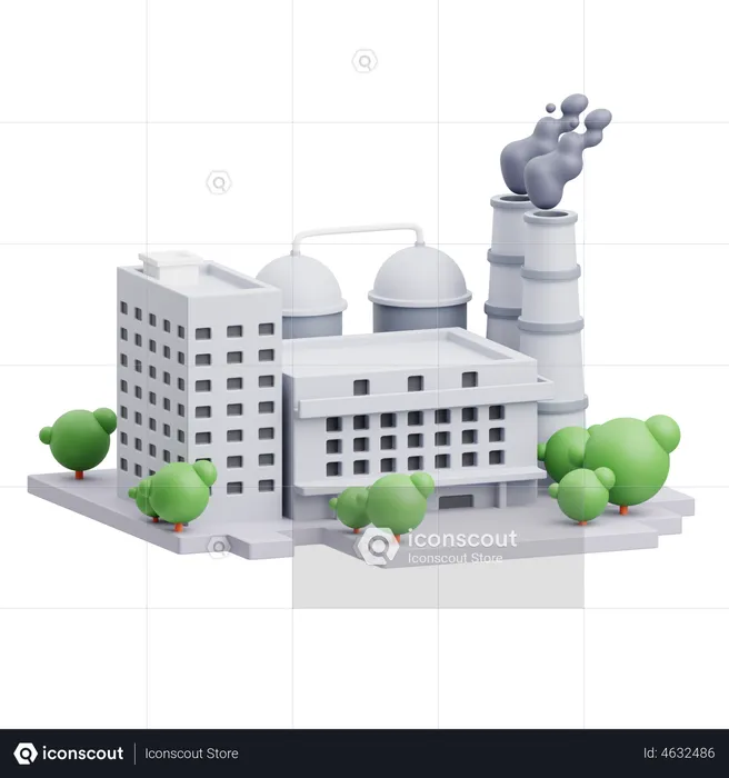 Factory Building  3D Illustration