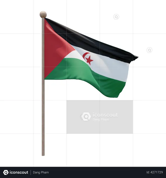 Fahnenmast der Arabischen Demokratischen Republik Sahara Flag 3D Flag