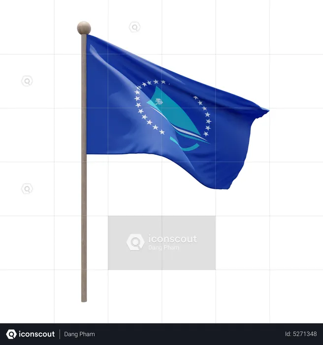 Fahnenmast der pazifischen Gemeinschaft Flag 3D Icon