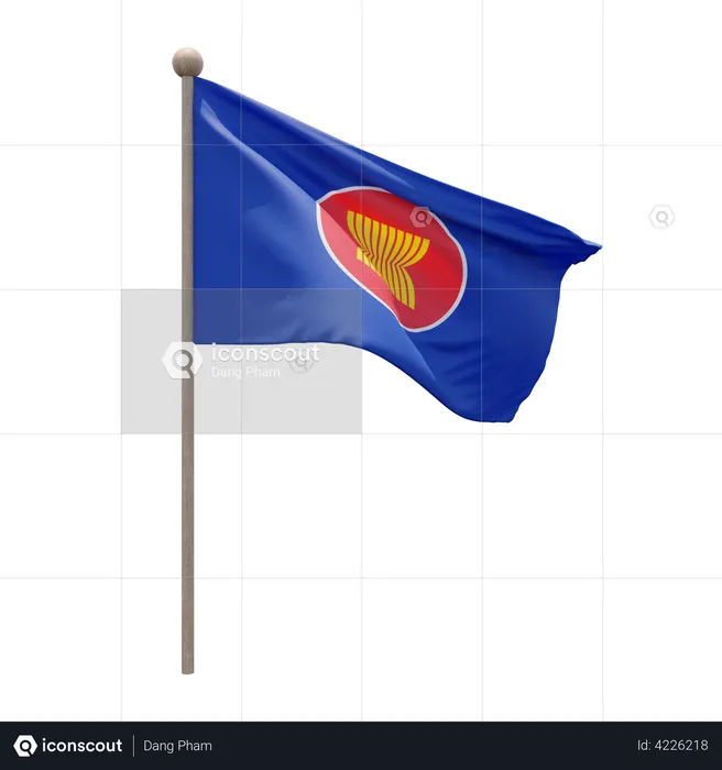 Fahnenmast der Vereinigung Südostasiatischer Nationen  3D Flag