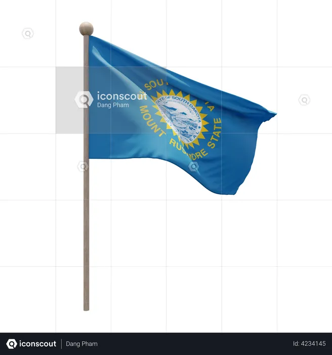 Fahnenmast von South Dakota  3D Flag