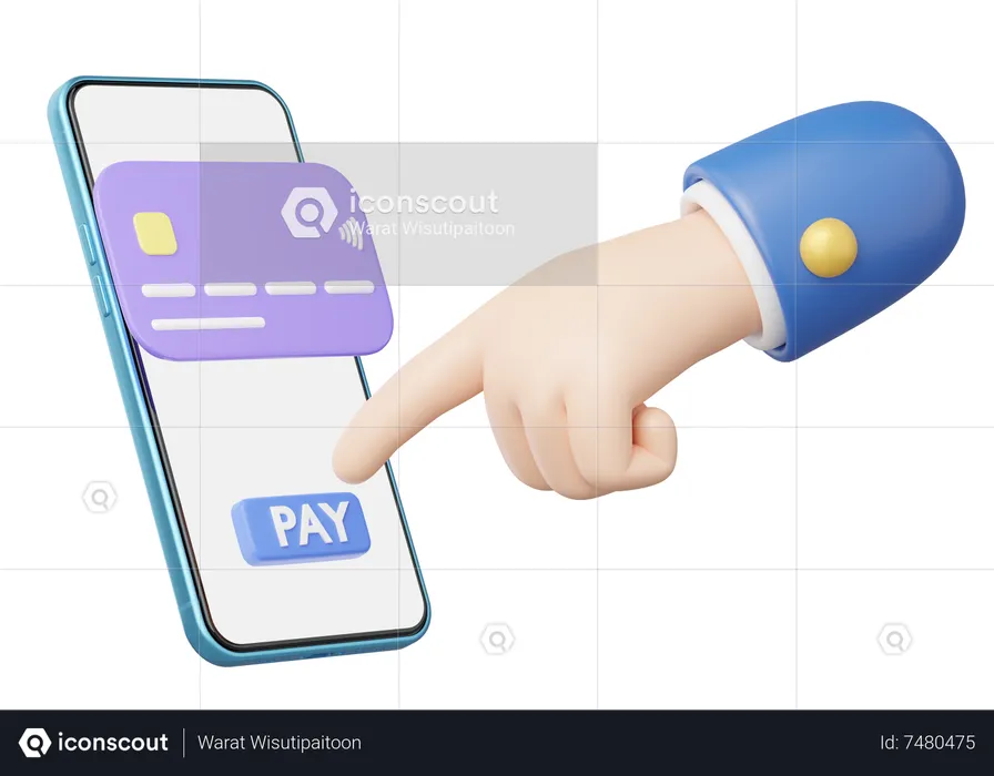 Main faisant le paiement par carte en ligne  3D Icon