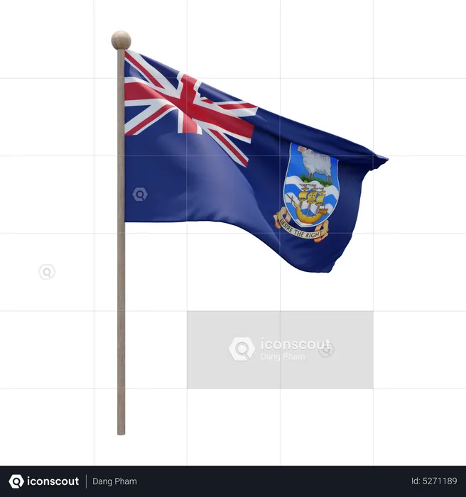 Falkland Islands Flagpole Flag 3D Icon