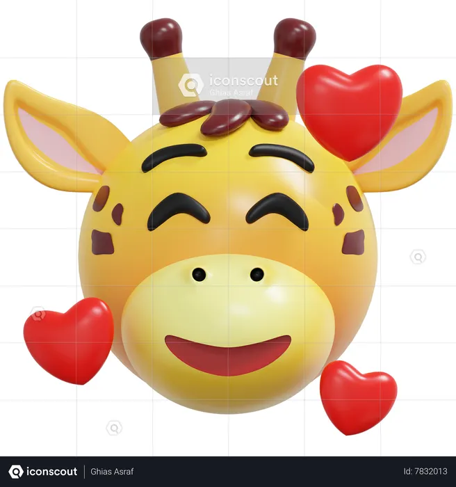 Fall In Love Giraffe Emoticon Emoji 3D Icon