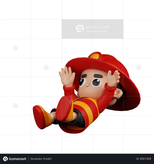 Falling Fireman  3D Illustration