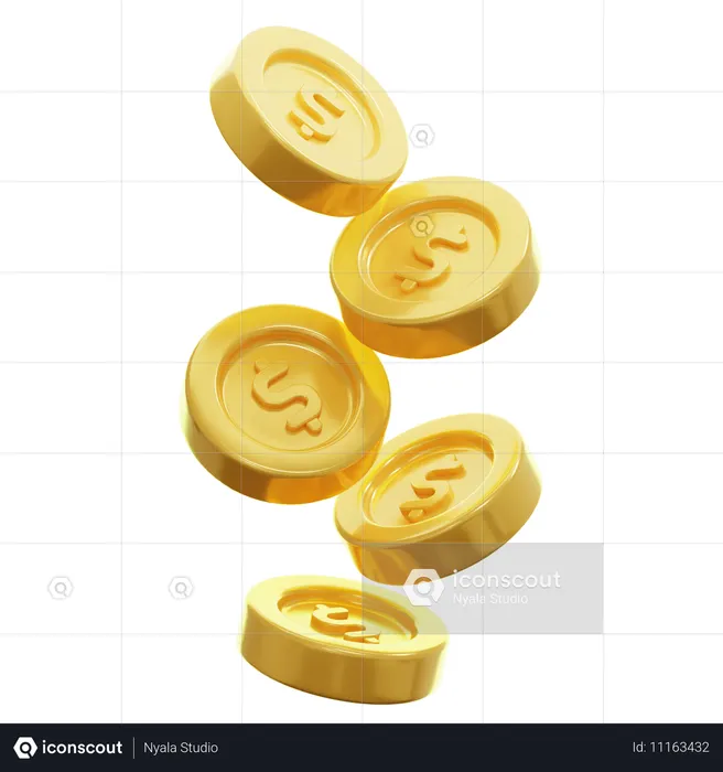 Falling Gold Coins  3D Icon