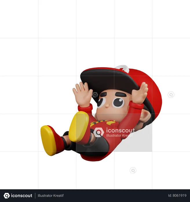 Falling Paramedic  3D Illustration