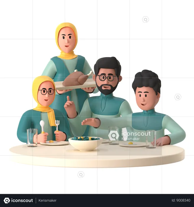 Family Feast  3D Illustration