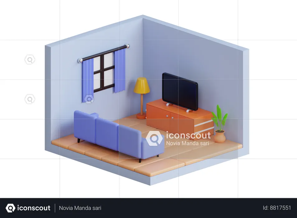 Family Room  3D Illustration