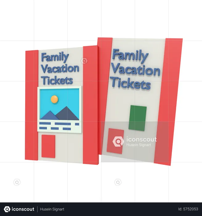 Family Vacation Tickets  3D Icon