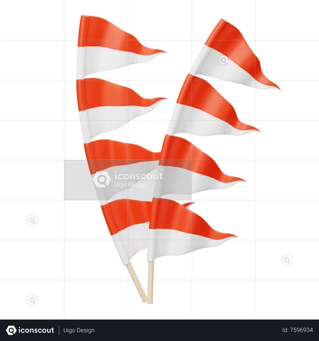 Fanion du drapeau indonésien  3D Icon