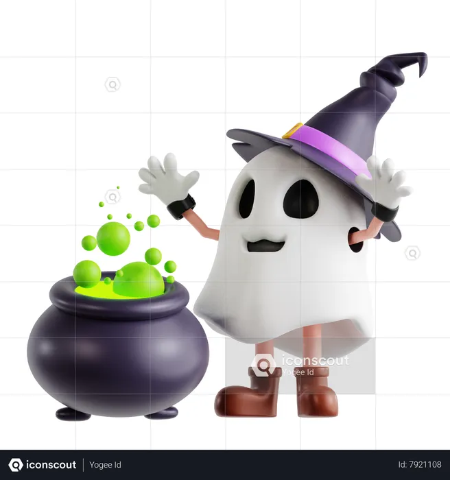 Fantasma com caldeirão  3D Illustration