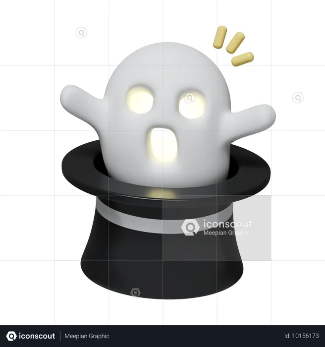 Fantasma de Halloween com chapéu de mágico  3D Icon