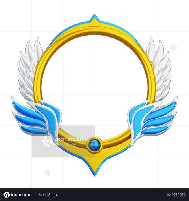 Fantasy Frame With Double Wings  3D Icon