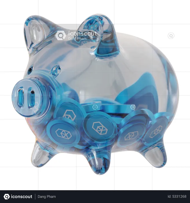 Fantom (FTM) Clear Glass Piggy Bank  3D Icon