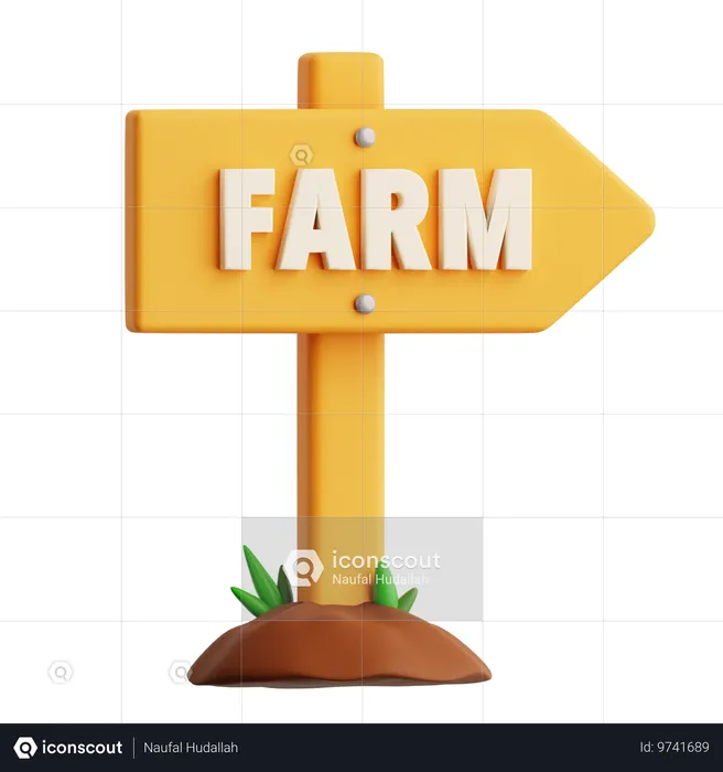 農場の看板  3D Icon